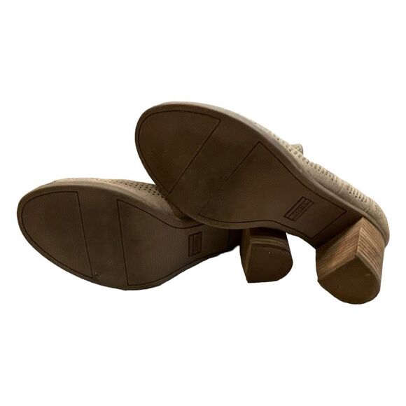 Toms Majorca Peep Toe Sandal Desert Taupe Perforated Suede Boot Stacked Heel 8 - Picture 7 of 10